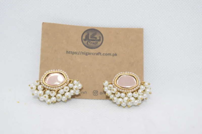 White Kundan Earrings