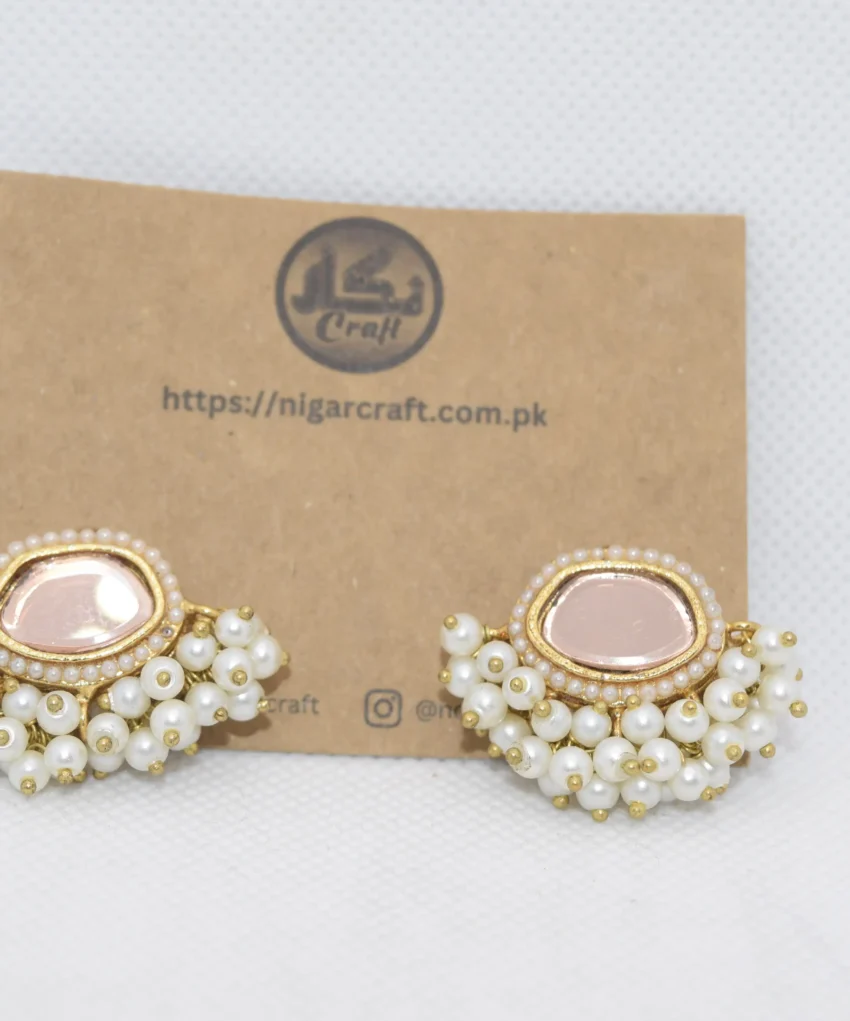 White Kundan Earrings
