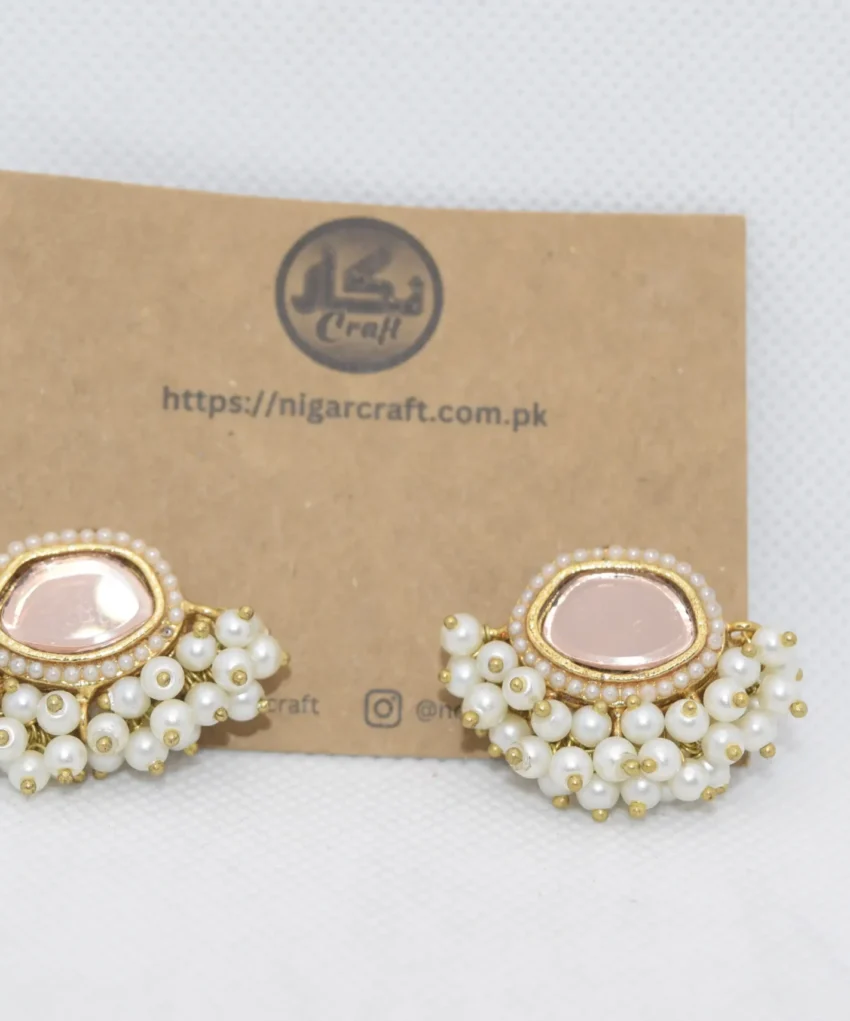 White Kundan Earrings