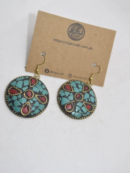Round Oxidised Afghani Earrings