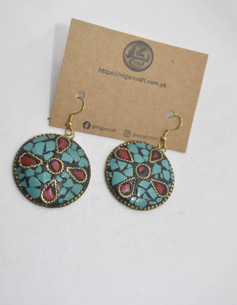 Round Oxidised Afghani Earrings