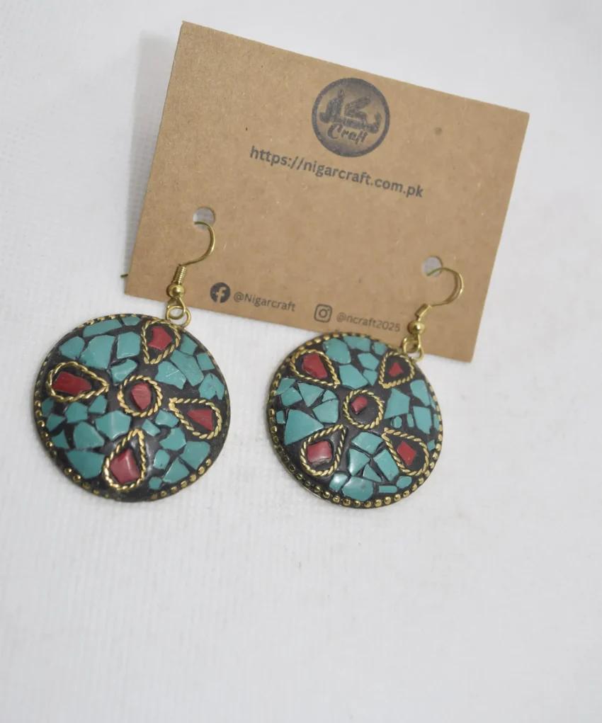 Round Oxidised Afghani Earrings