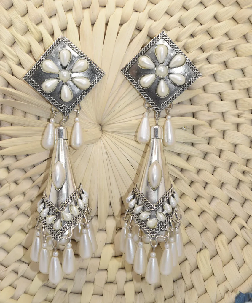 Long Silver Earrings Drop