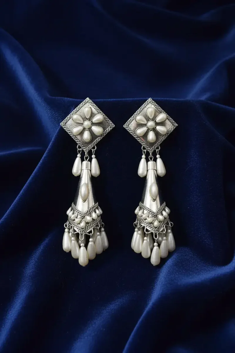 Long Silver Earrings Drop