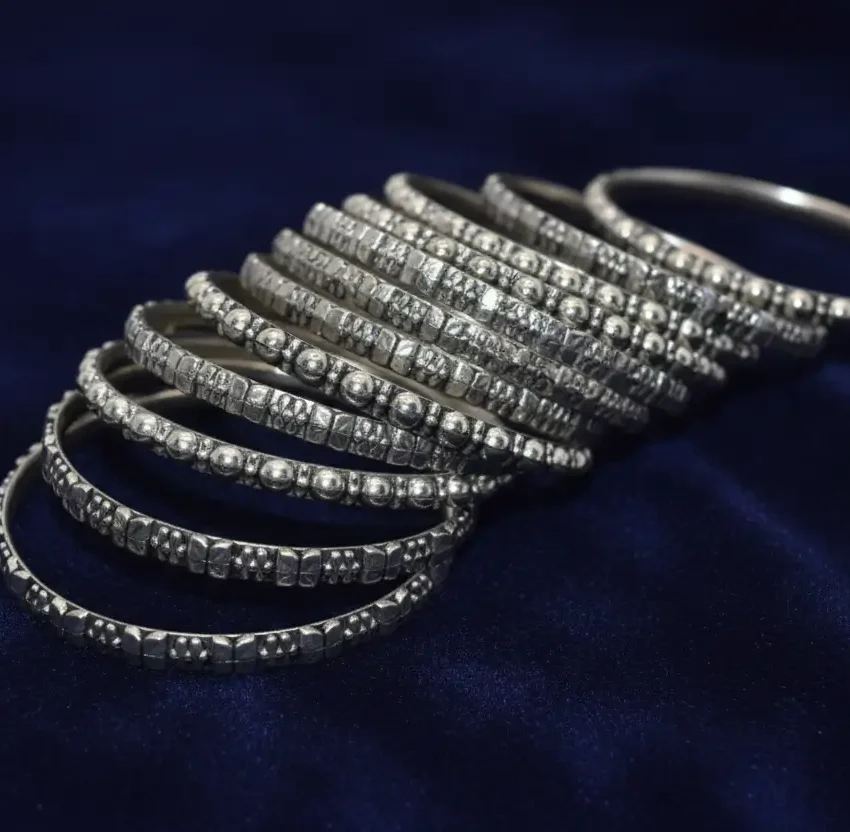 Stunning Silver Metal Bangles for Girls