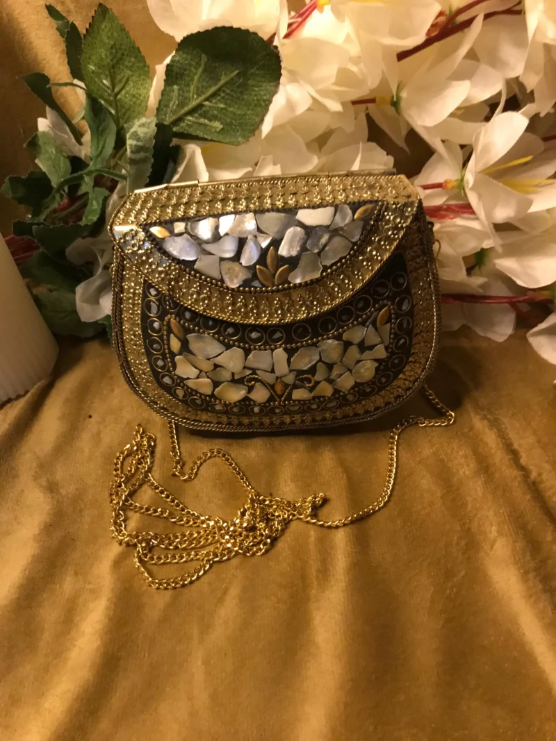 Beautiful Gold Metal Clutch Bag