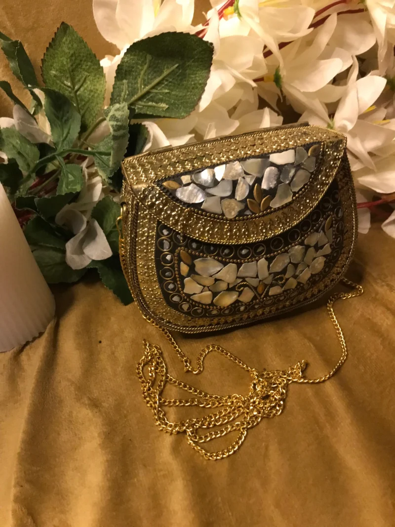 Beautiful Gold Metal Clutch Bag