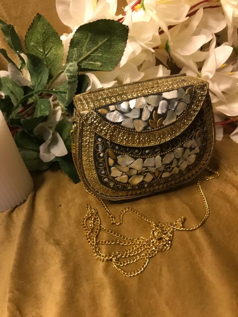 Beautiful Gold Metal Clutch Bag