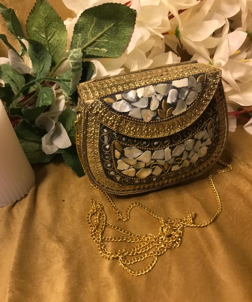 Beautiful Gold Metal Clutch Bag