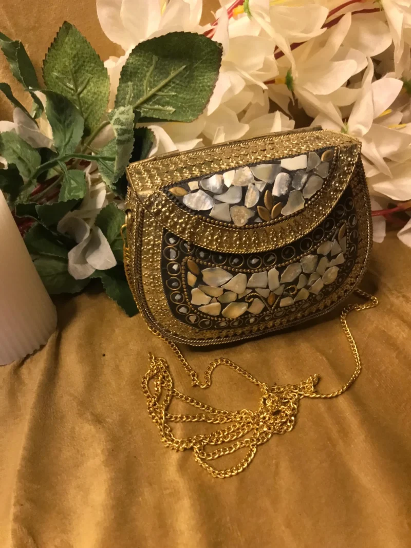 Beautiful Gold Metal Clutch Bag