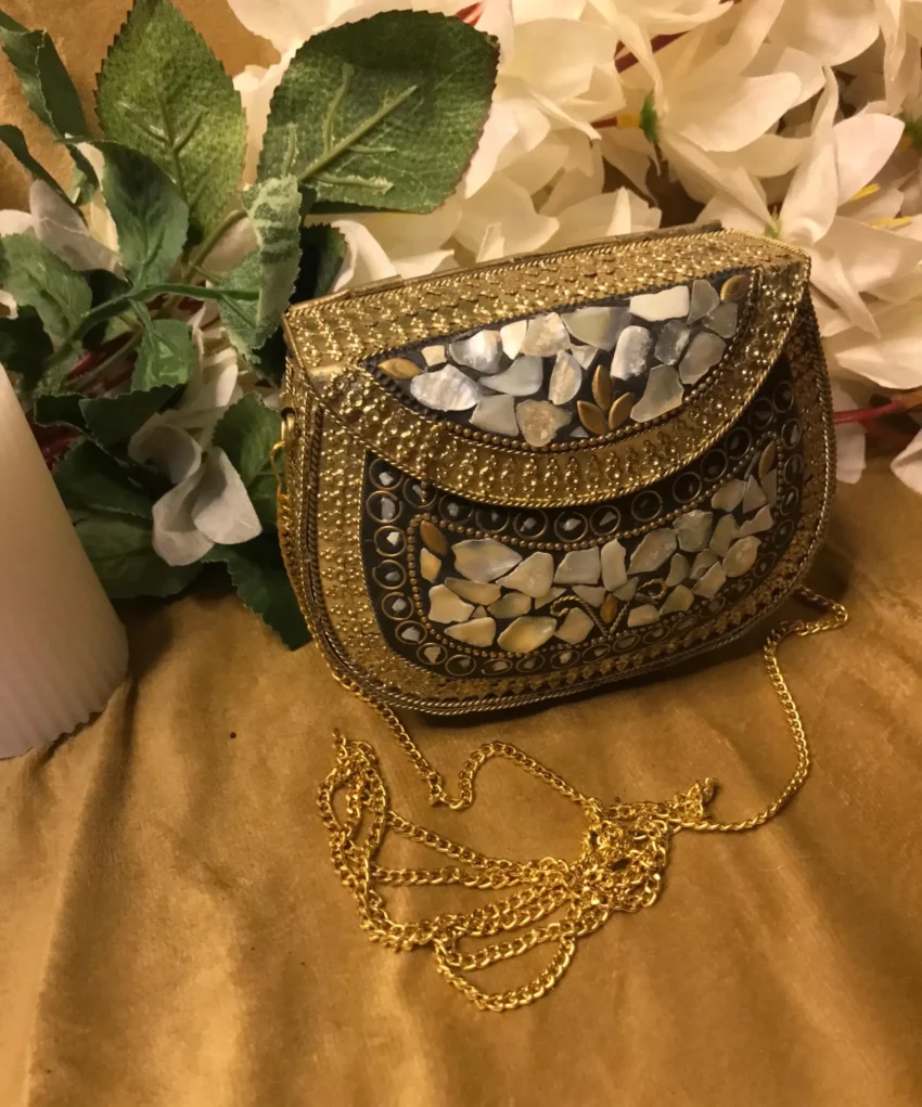 Beautiful Gold Metal Clutch Bag