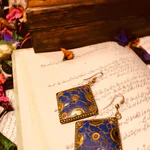 Blue Stone Earrings Gold