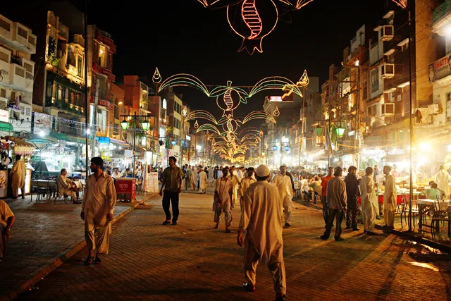 Walled City Lahore night street lights