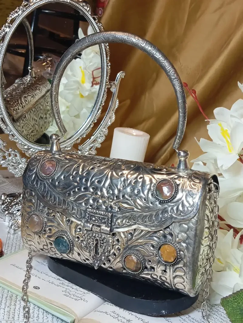 silver metal clutch pakistan