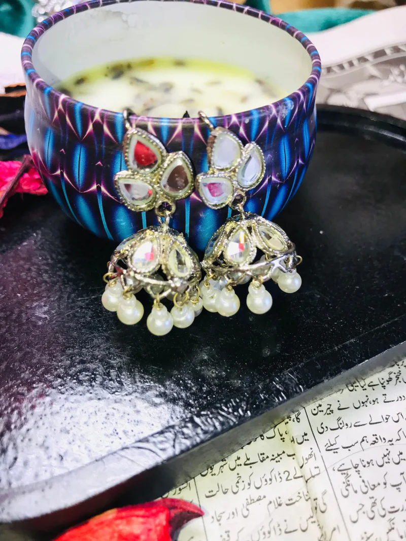 white jhumka for girl