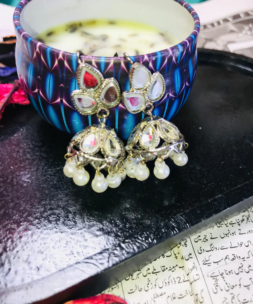 white jhumka for girl